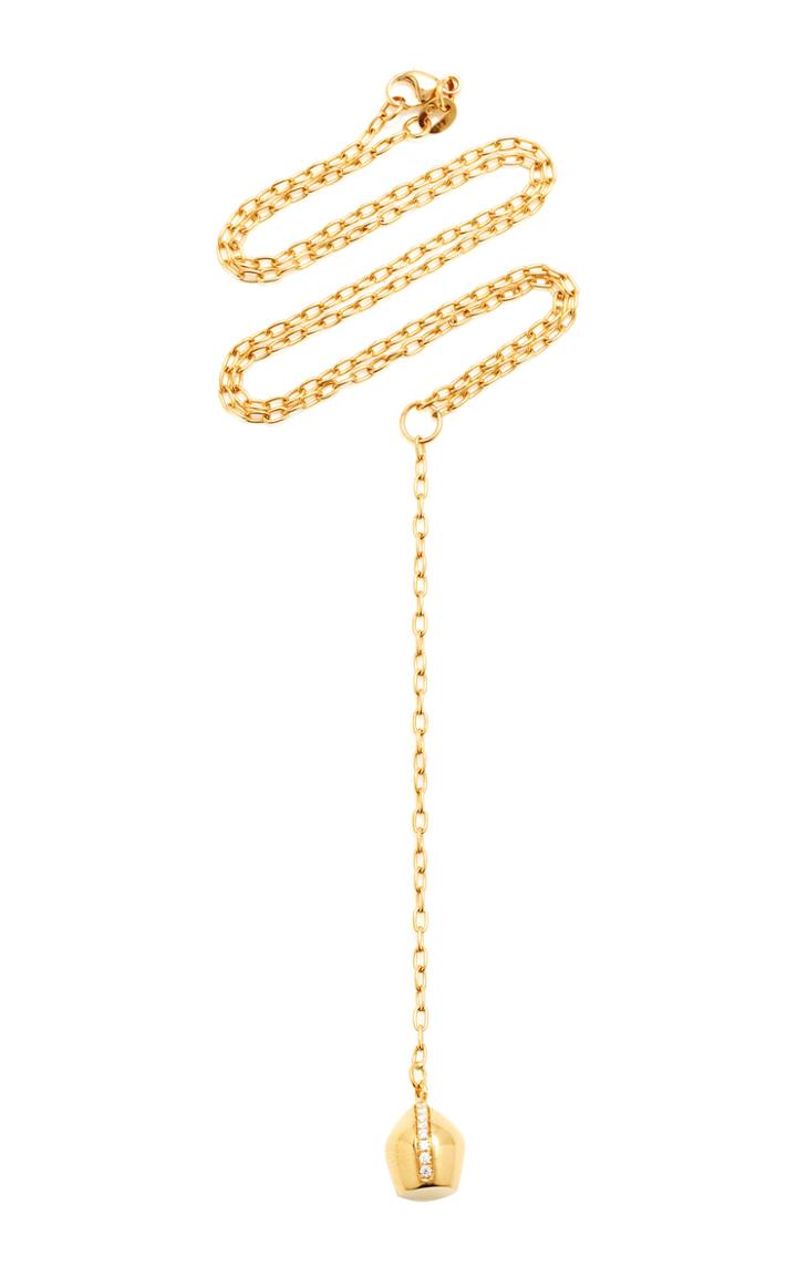 Haute Victoire Lune 18k Yellow Gold Pav Diamond Lariat Necklace