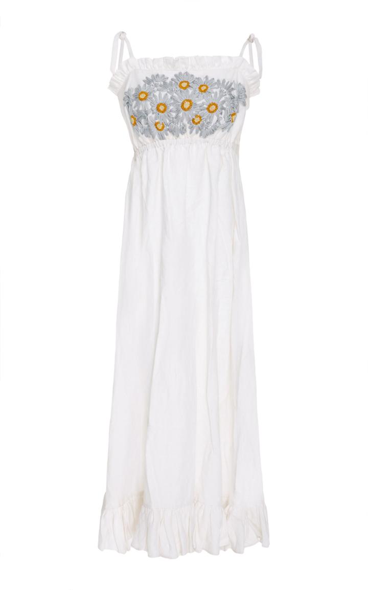 Innika Choo Embroidered Ruffle Midi Dress