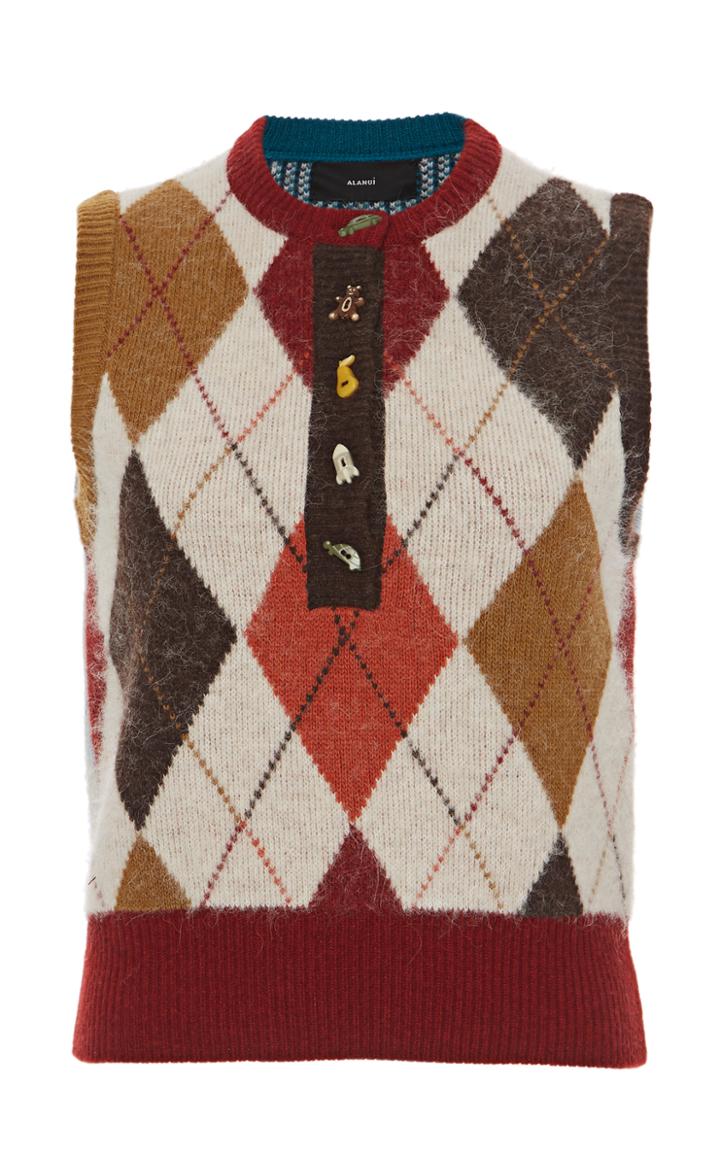 Moda Operandi Alanui Argyle-knit Wool-blend Vest