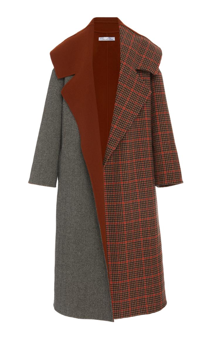 Oscar De La Renta Color-blocked Wool-cashmere Coat