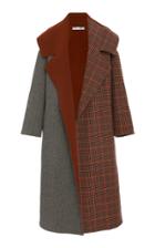 Oscar De La Renta Color-blocked Wool-cashmere Coat