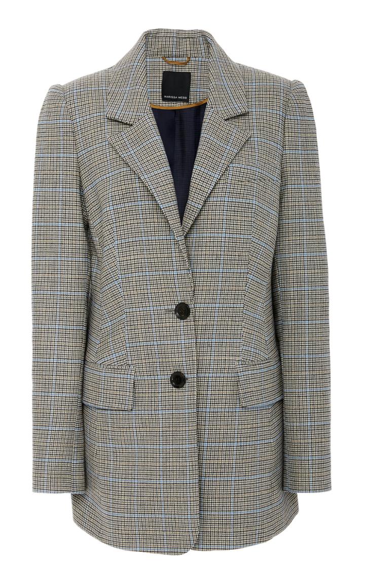 Marissa Webb Olson Mini Houndstooth Wool Blend Blazer