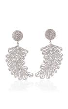 Alessandra Rich Crystal And Brass Feather Clip Earrings