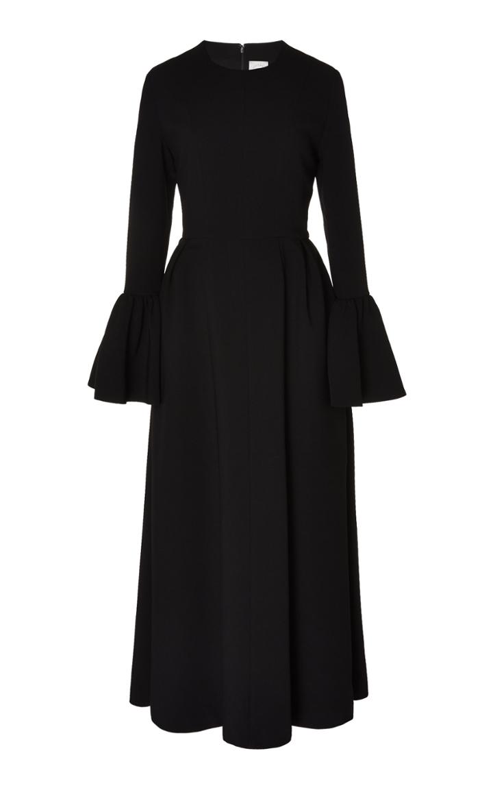 Huishan Zhang Mariah Crepe Fluted Sleeve A-line Midi Dress