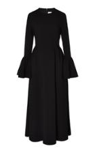 Huishan Zhang Mariah Crepe Fluted Sleeve A-line Midi Dress