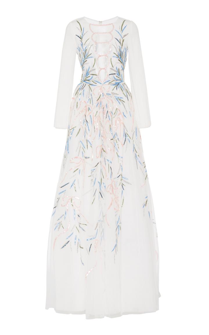 Georges Hobeika Sequin Embroidered Tulle Gown
