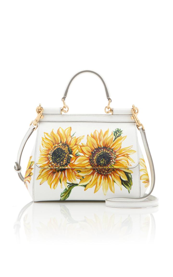 Dolce & Gabbana Floral-print Textured-leather Top Handle Bag
