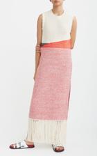 Moda Operandi Marina Moscone Fringed Mixed-knit Cotton-silk Midi Sheath Dress