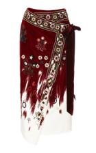 Oscar De La Renta Embroidered Velvet-trimmed Wool Wrap Skirt
