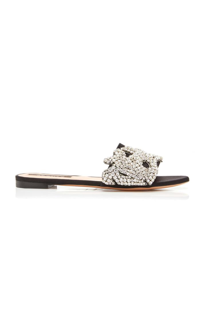 Rochas Crystal Satin Flat Mules