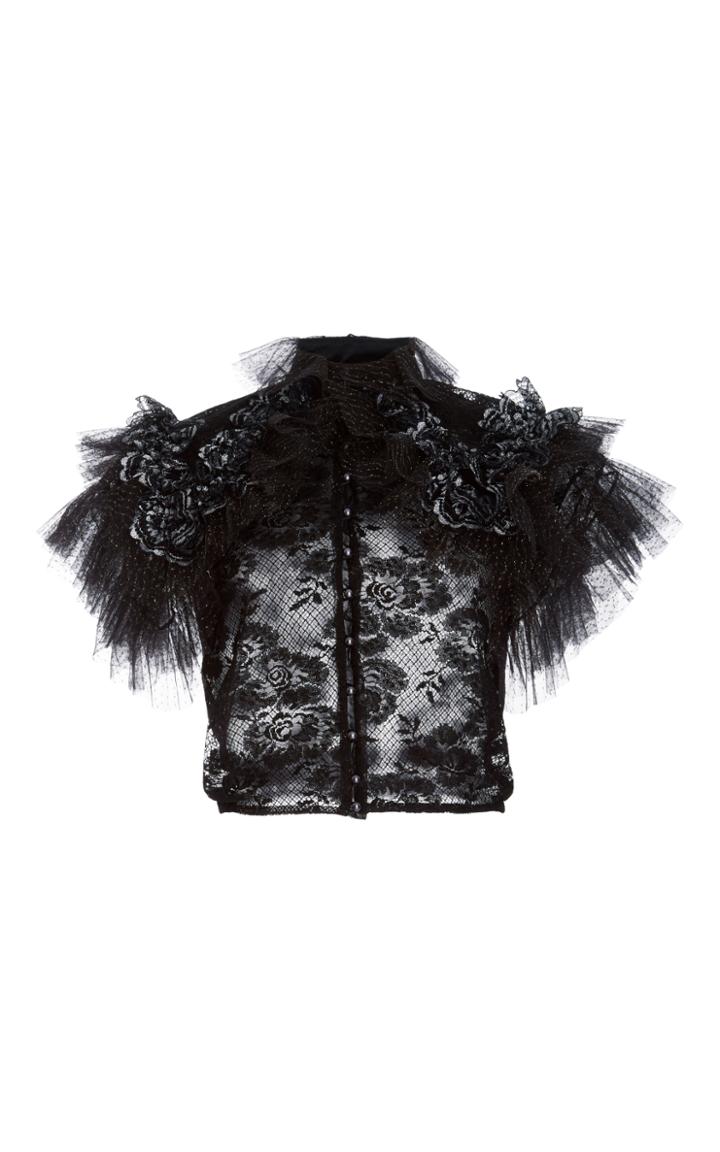 Rodarte Ruffled Metallic Tulle Blouse