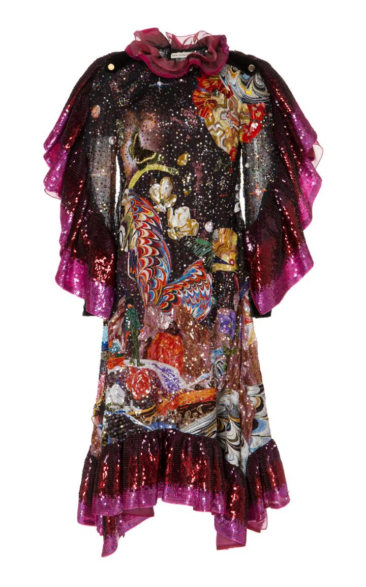 Mary Katrantzou Sequined Voile Fantasy Print Gown