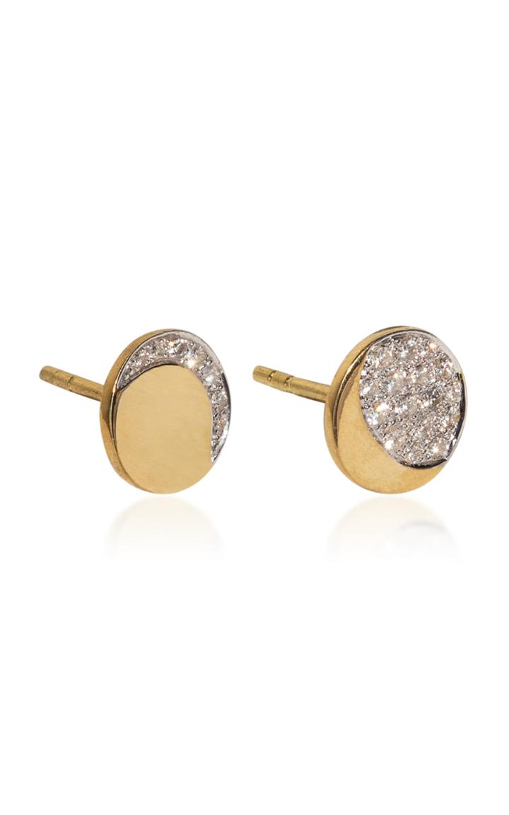Pamela Love Mismatched Moon Phase 18k Yellow-gold Diamond Studs