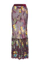 Anna Sui Metallic Jacquard Pleated Skirt