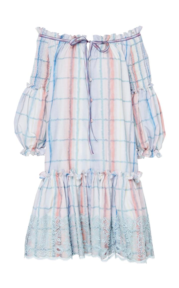 Luisa Beccaria Lace Hem Cotton Mini Dress