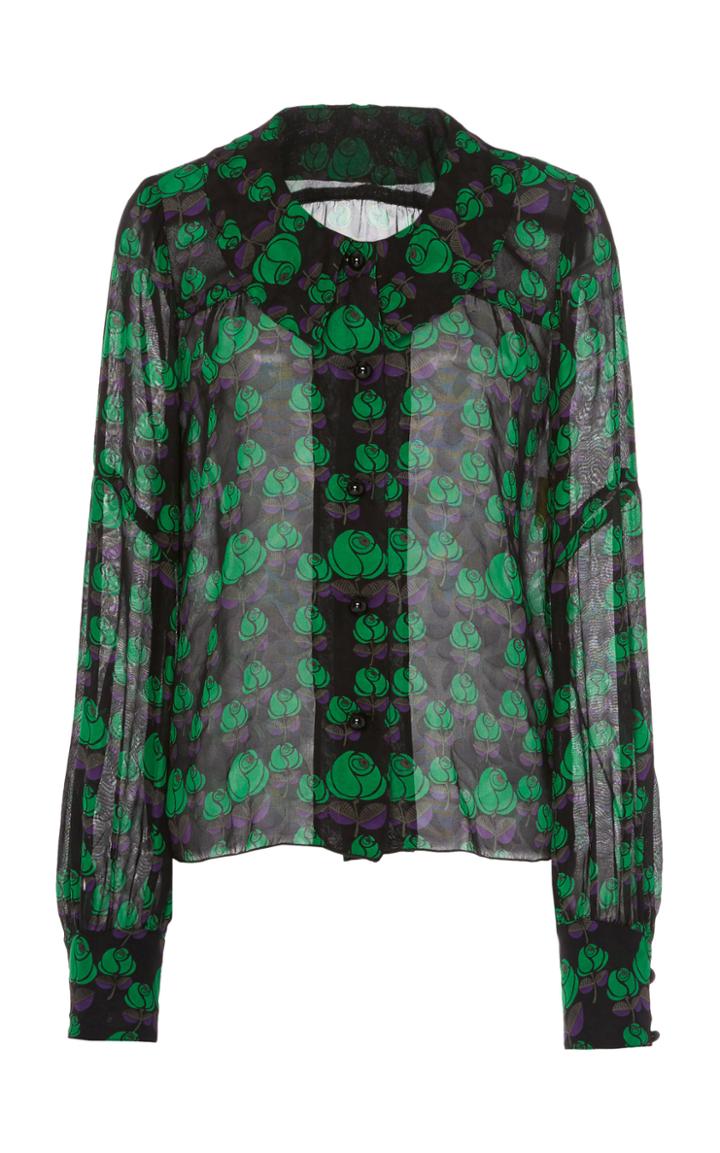 Anna Sui Rosette-print Chiffon Shirt