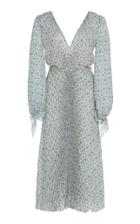 Luisa Beccaria Pleated Micro Floral Midi Dress