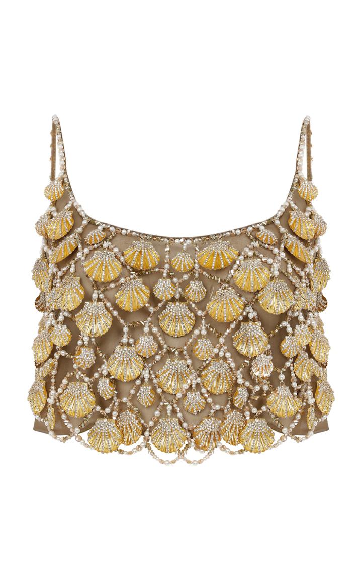 Moda Operandi Raisa Vanessa Shell Embroided Crop Top