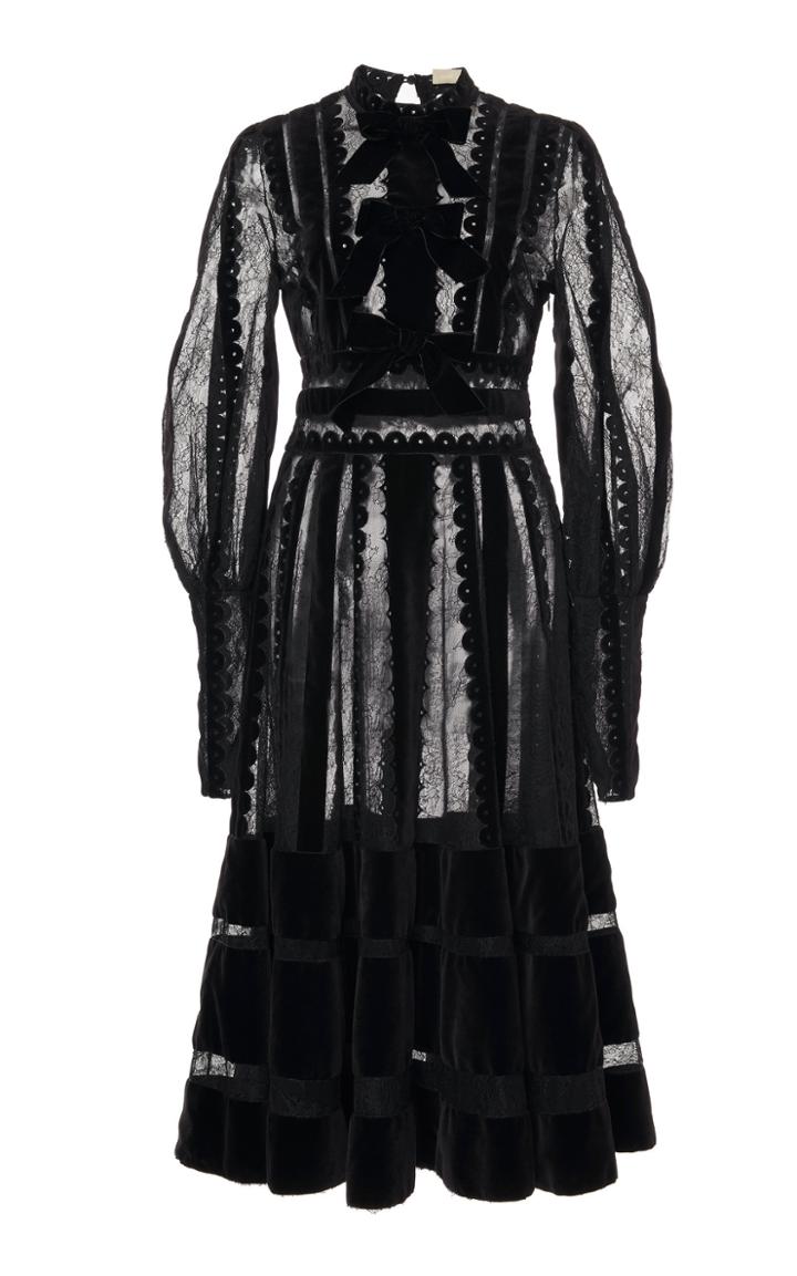 Elie Saab Velvet Lace Sheer Dress