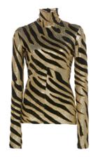 Paco Rabanne Tiger-print Lurex Mock Neck Top