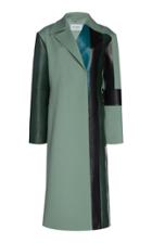 Salvatore Ferragamo Wool Gabardine Nappa Leather Patchwork Coat