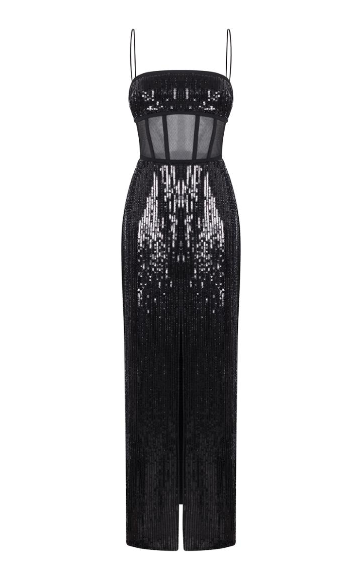 Rasario Sequined Tulle Corset Gown