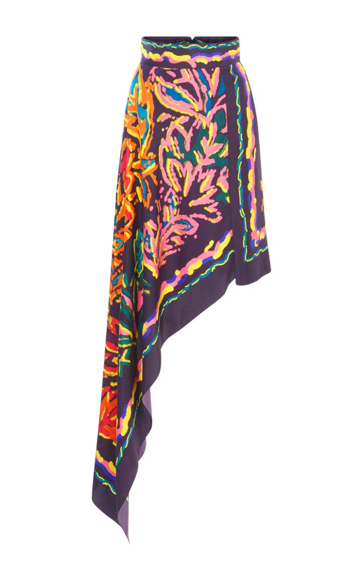 Peter Pilotto Silk Twill Asymmetric Skirt
