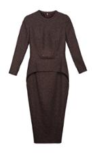 Yanina Demi Couture Wool Midi Peplum Dress