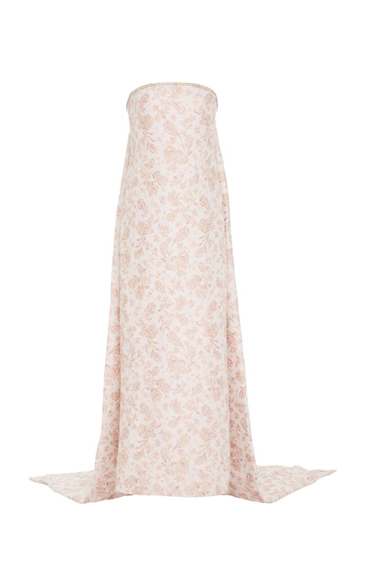 Monique Lhuillier Floral Jacquard Column Gown