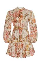 Zimmermann Bonita Floral-print Linen And Cotton-blend Mini Dress