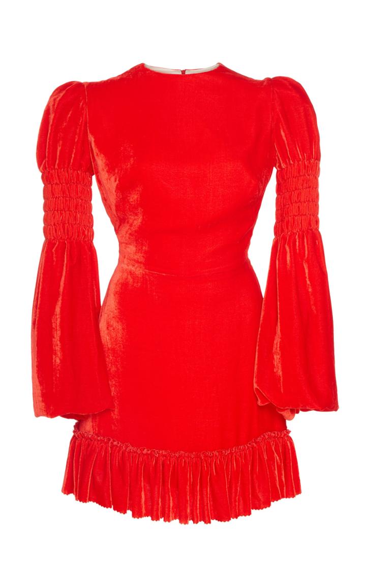 The Vampire's Wife Ruffled Velvet Mini Dress