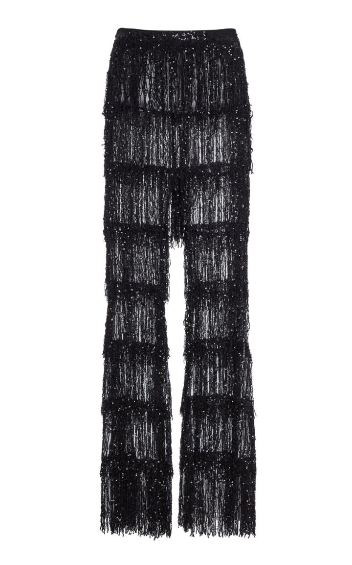 Moda Operandi Christian Siriano High-waisted Fringe-detailed Jersey Pants Size: 2