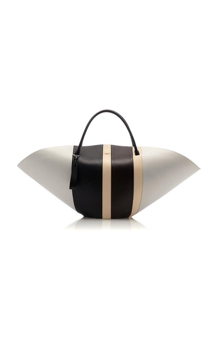Jil Sander Sombrero Striped Large Leather Bag