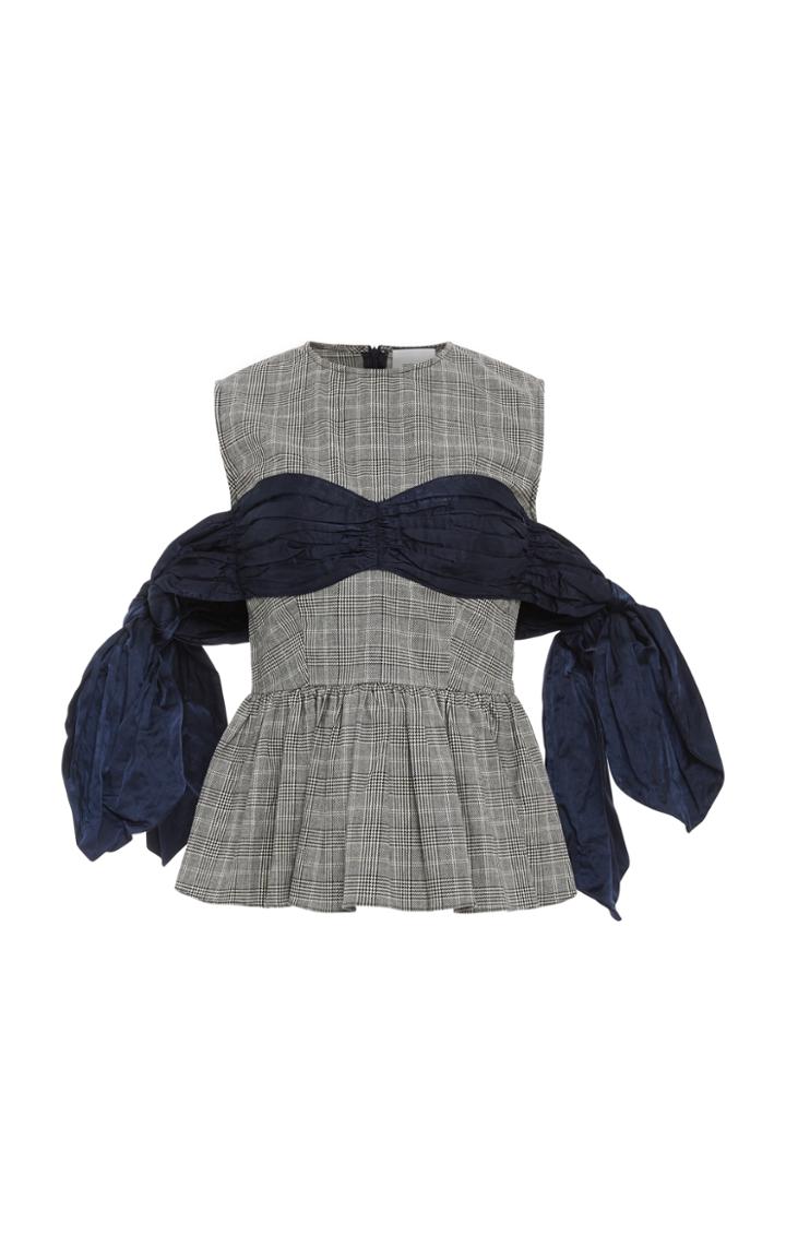 Edit Pow Check Bow Off Shoulder Peplum Top