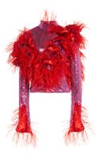 Moda Operandi Germanier Cropped Crystal And Feather Top