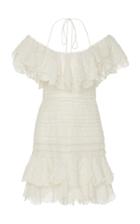 Zimmermann Ruffled Linen And Silk-blend Lace Mini Dress