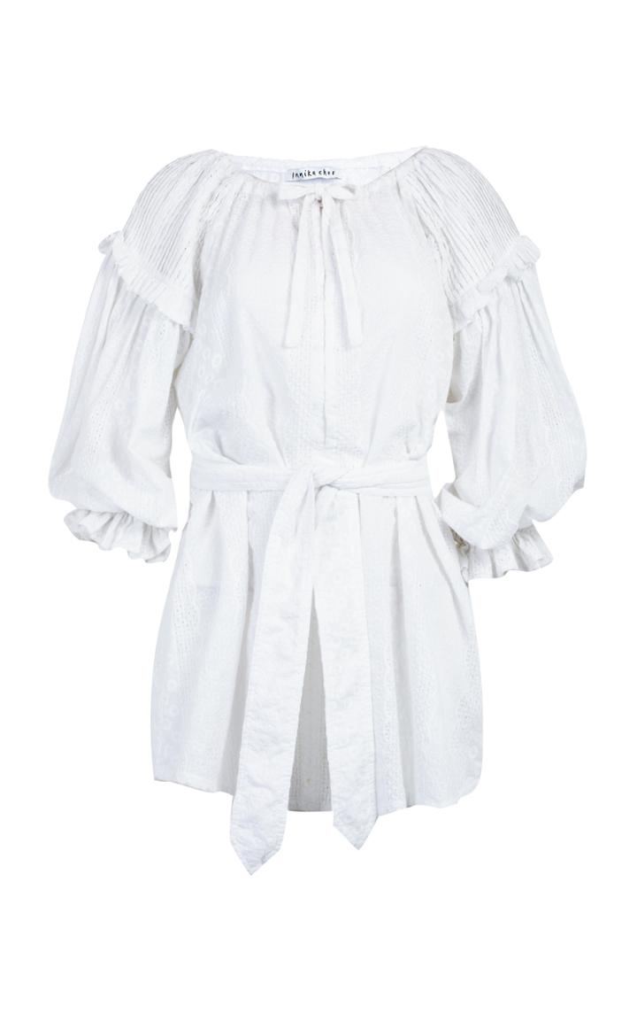 Innika Choo Milk Broderie Anglaise Long Smock Top