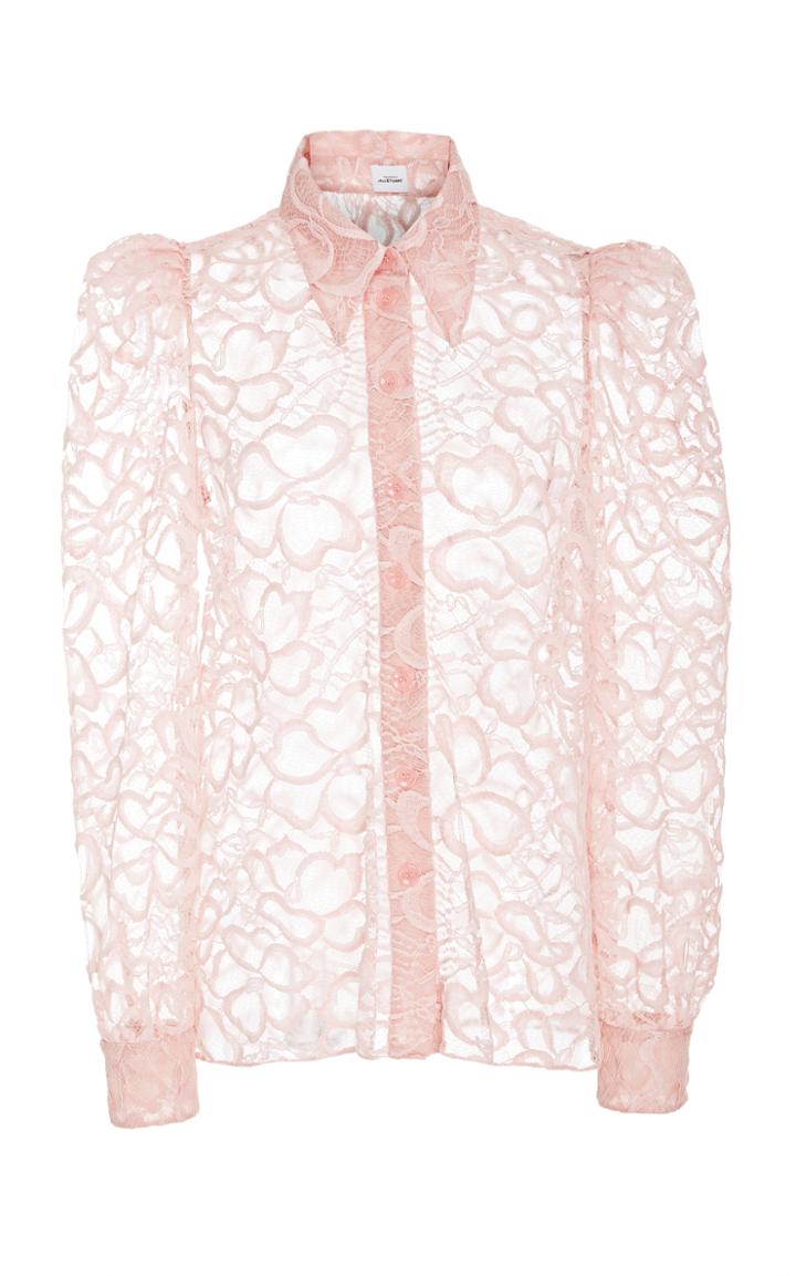 Jill Stuart Isabelli Butterfly Lace Button Down Shirt