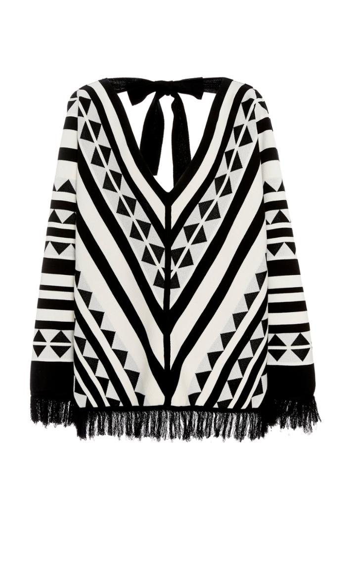 Oscar De La Renta Fringed Patterned Silk-blend Sweater