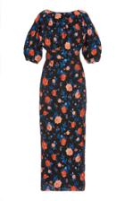 Lela Rose Floral-print Tie-detailed Jacquard Midi Dress