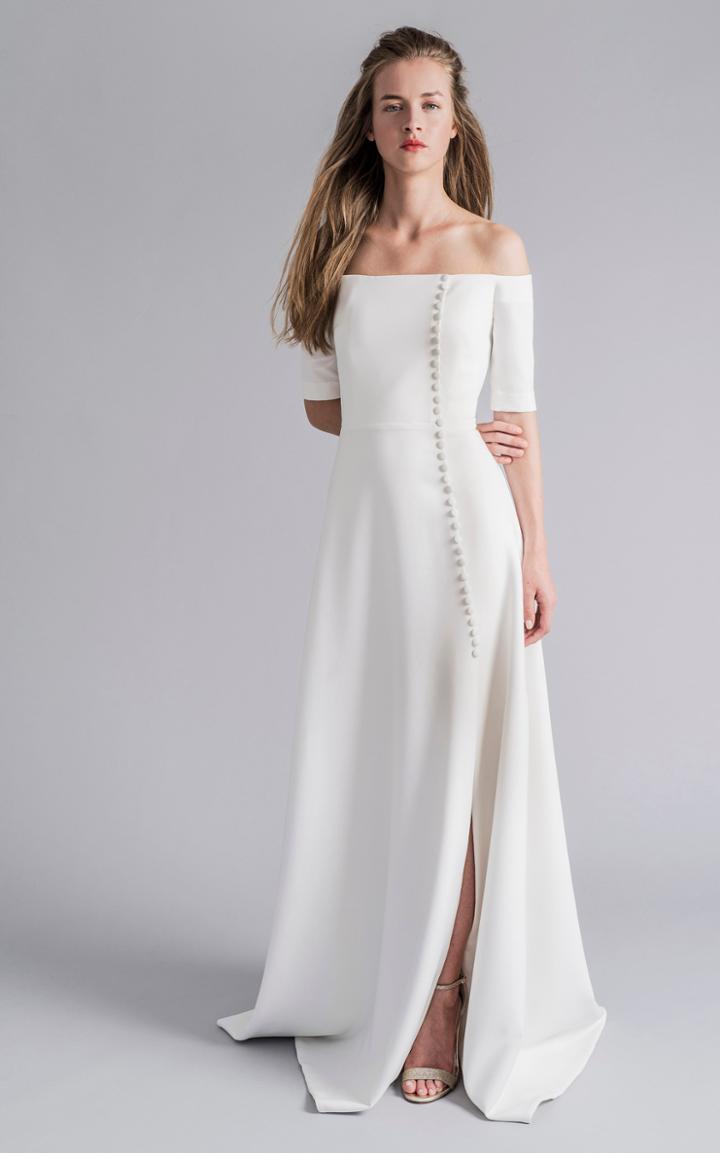 Moda Operandi Sophie Et Voila Button Embellished Cold Shoulder Gown