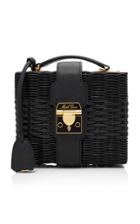 Mark Cross Harley Textured Leather-trimmed Rattan Bag