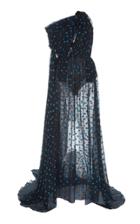 Dundas Draped Printed Chiffon Maxi Dress Size: 36