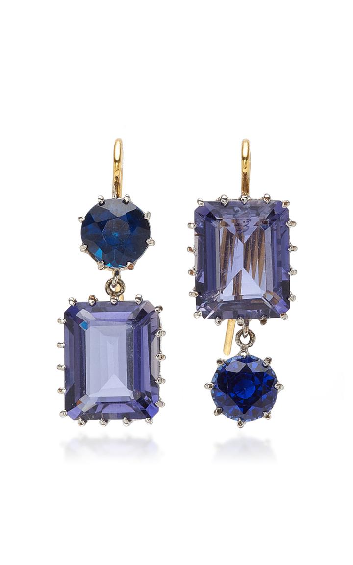 Renee Lewis Antique Synthetic Sapphire And Blue Quartz Earrings