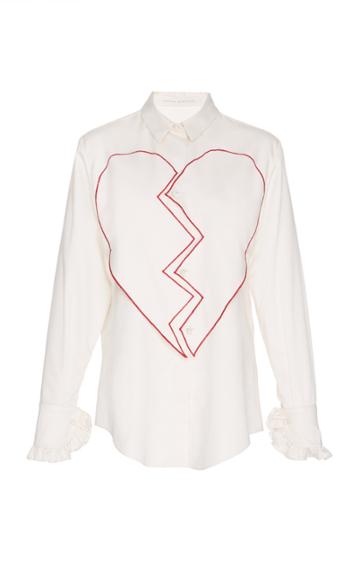 Sandra Mansour Satin Cotton Heart Embroidered Shirt