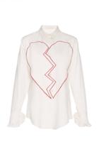 Sandra Mansour Satin Cotton Heart Embroidered Shirt