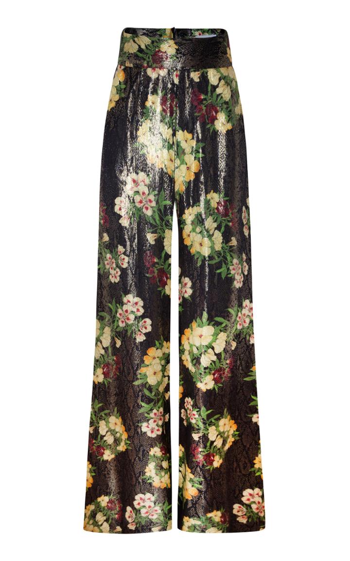 Adriana Iglesias Anan Wide-leg Silk Jacquard Pants