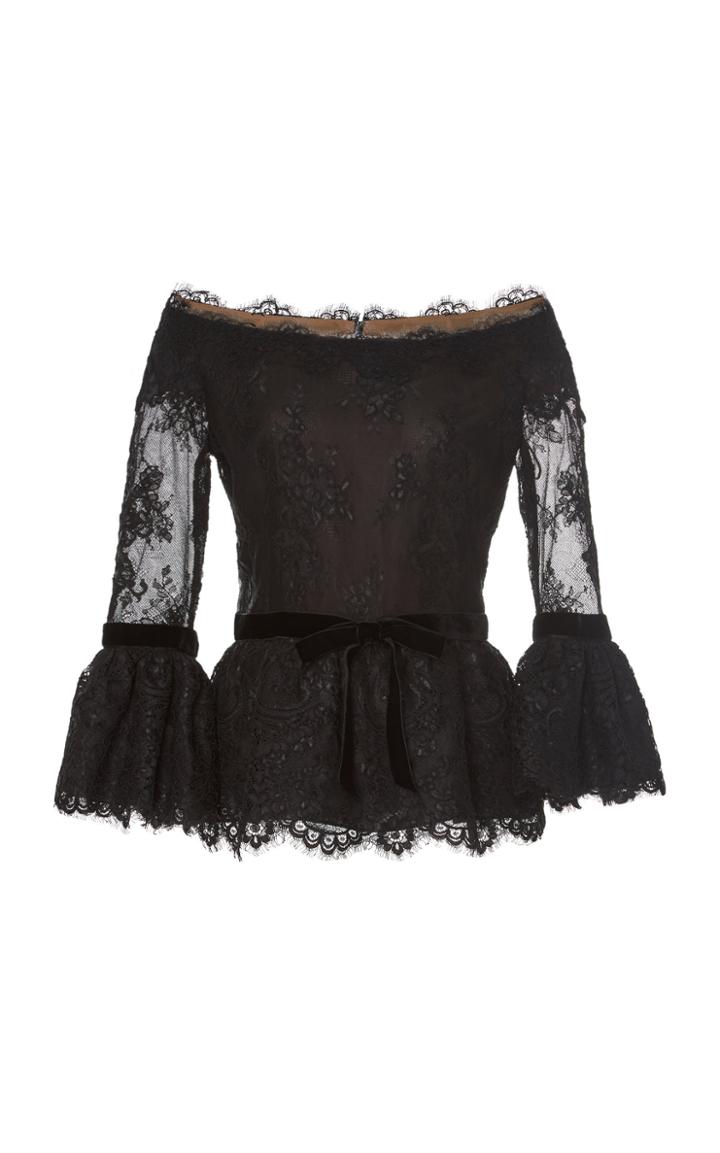 Marchesa Corded Lace Off The Shoulder Top