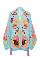 Yuliya Magdych Embroidered Pansies Mini Caftan
