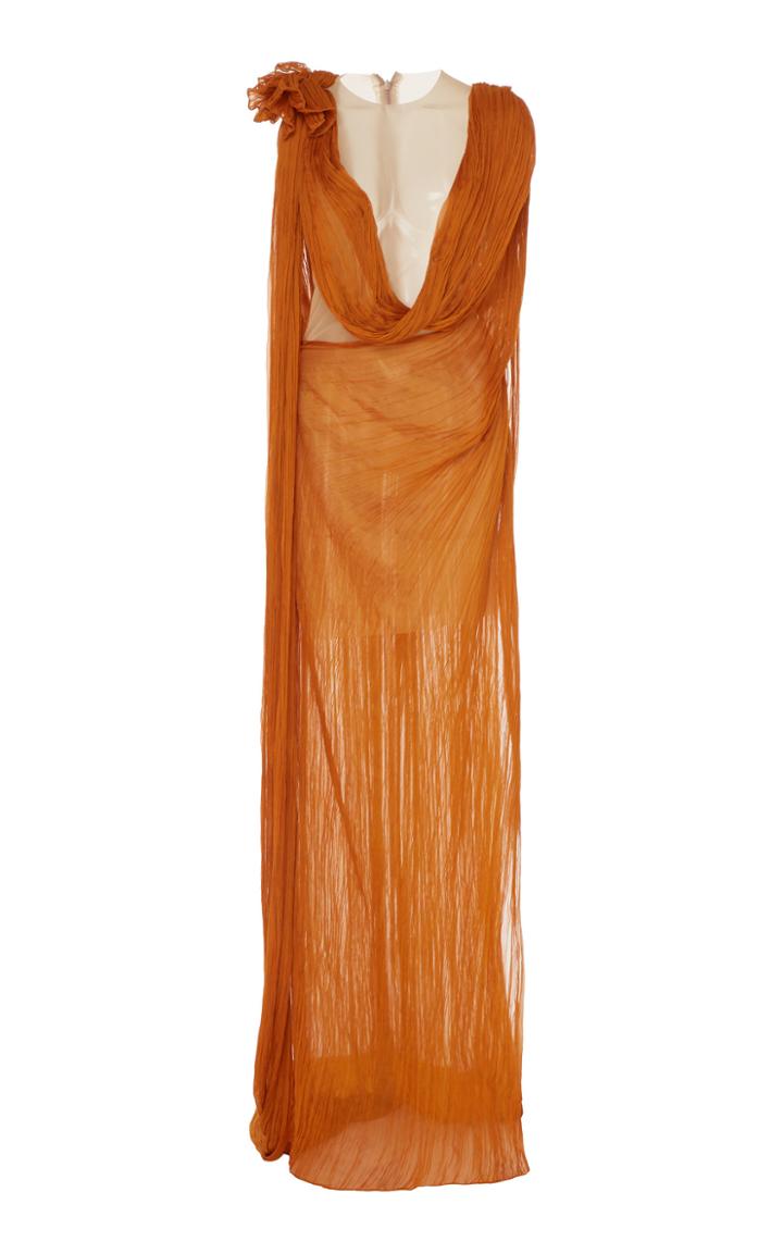 Christian Siriano Crackled Glaze Draped Gown